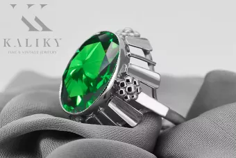 Lira sterlină de argint 925 Smarald Inel Stil Vintage vrc043s